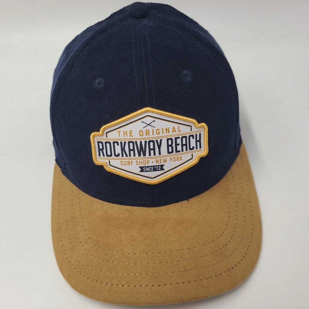 Rockaway Beach Hat Snapback Blue Brown Corduroy Surf Shop New York Patch Men